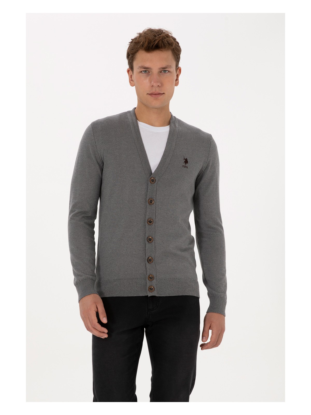 U.S. Polo Assn. U.s. Polo Assn. Erkek Gri Melanj Hırka (Triko) 50313702-VR086