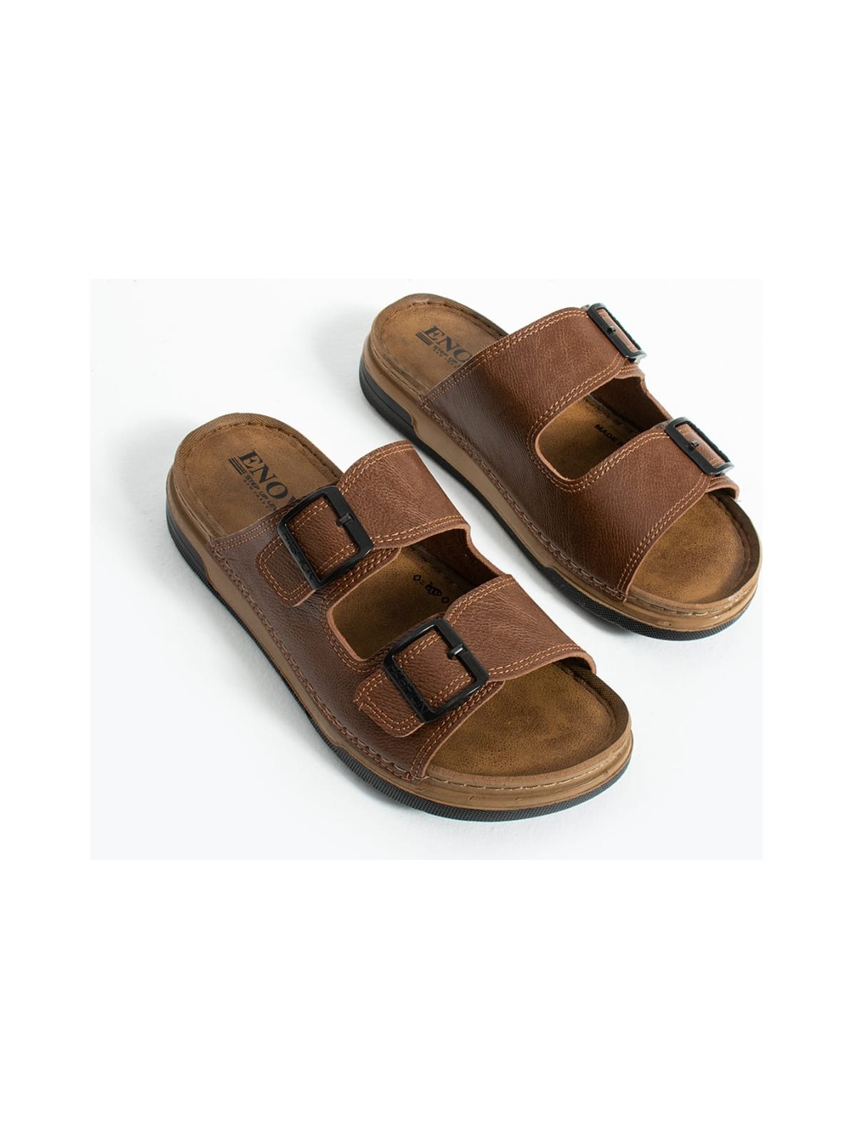 Adımist Erkek Deri(Suni) Ortopedik Çift Monta Taban Ayarlı Dikişli Şık Ev Dışarı Terliği