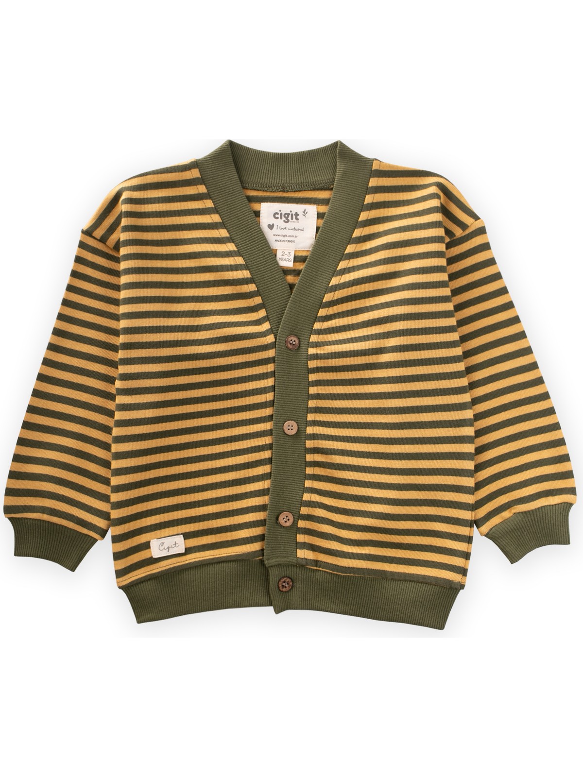 Cigit Çizgili Triko Hırka 0-4 Yaş Pudra Şeftali - Görsel 3