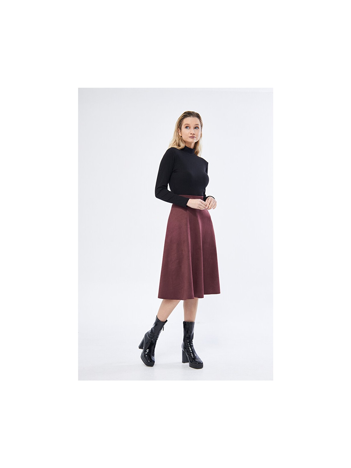 Trendparis Midi Boy Süet Kiloş Etek