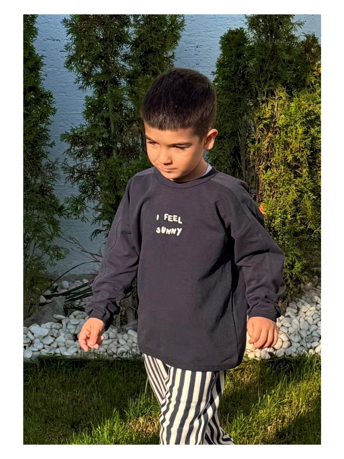 Cigit Nakışlı Sweatshirt 1-7 Yaş Antrasit