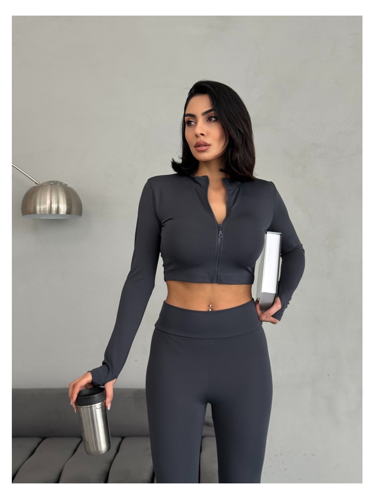 Edsize Slim Fit Yüksek Bel Toparlayıcı Crop Kadın 2’li Tayt Takım - Görsel 5