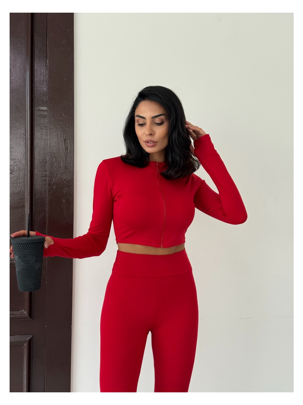 Edsize Slim Fit Yüksek Bel Toparlayıcı Crop Kadın 2’li Tayt Takım - Görsel 3