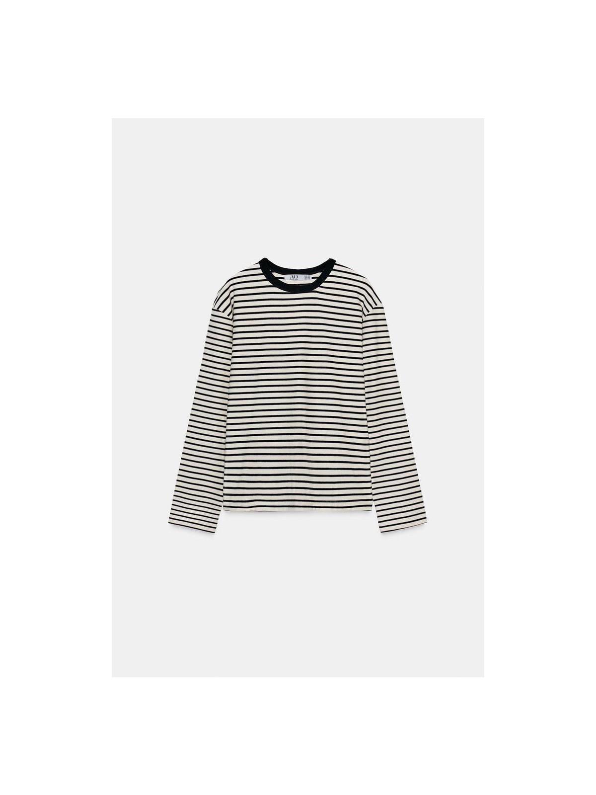 Açelya Okcu Premium Pamuklu Oversize Çizgili Uzun Kol Tişört