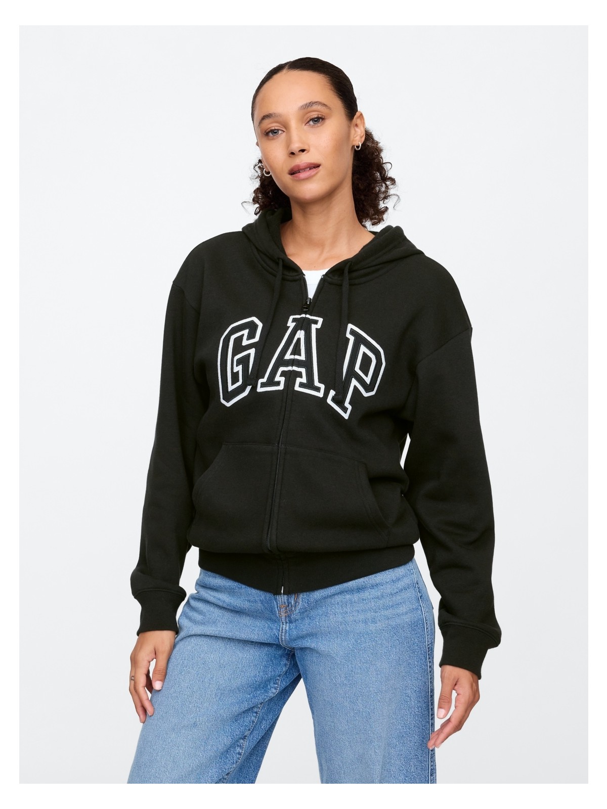 Gap Kadın Gri Gap Logo Fleece Fermuarlı Sweatshirt - Görsel 5