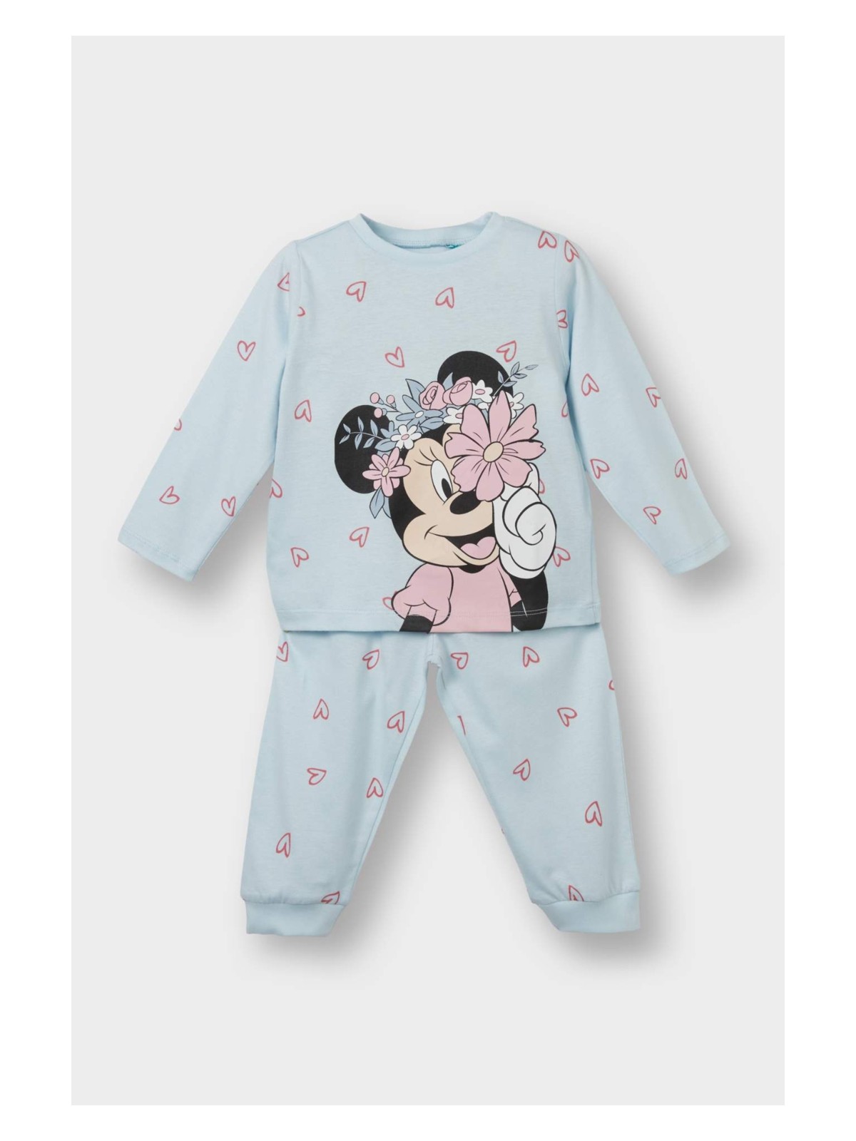 DeFacto %100 Pamuklu Disney Mickey & Minnie Beli Lastikli Pijama Takımı Kız Bebek F4594A525WN