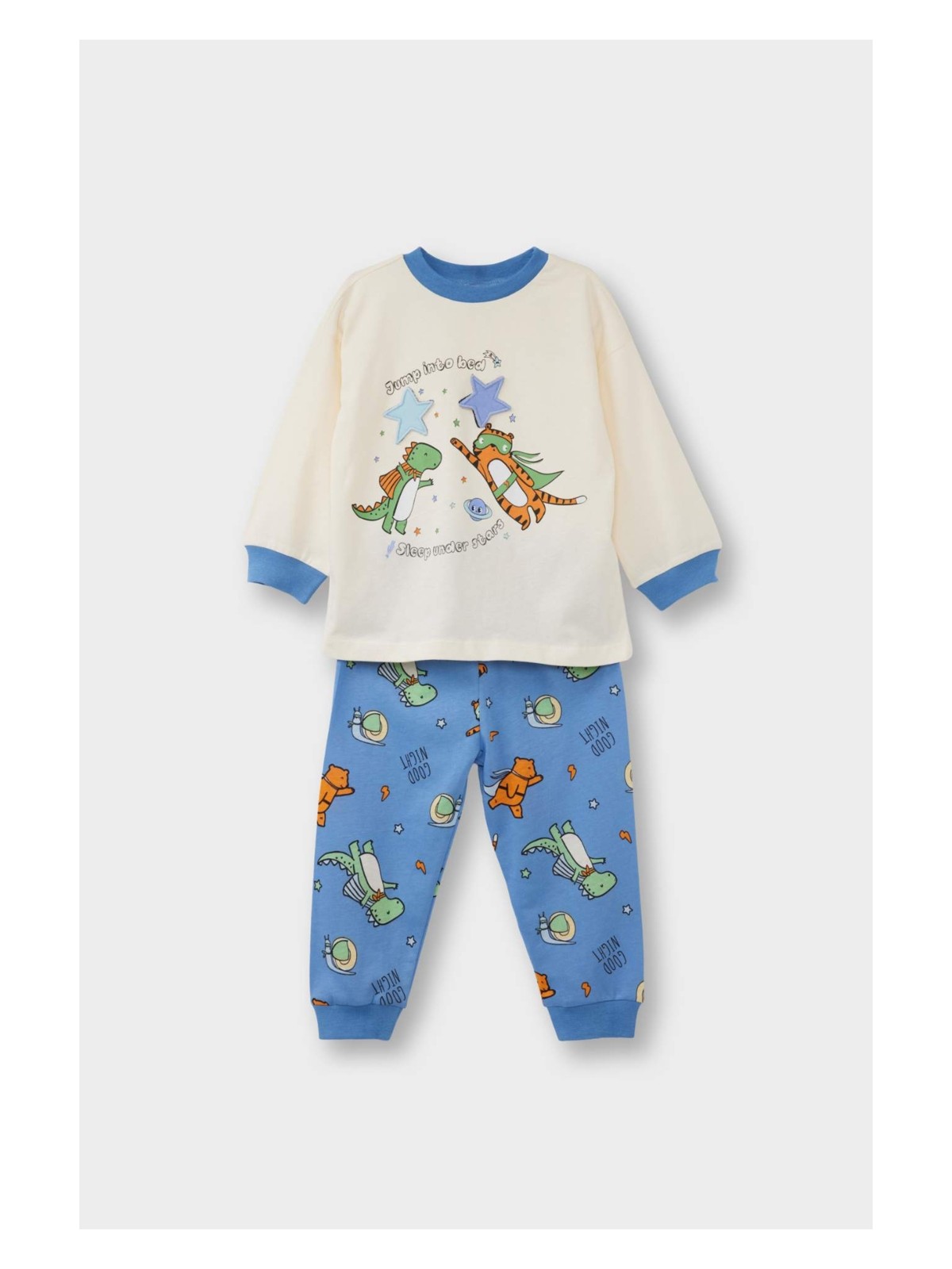 DeFacto Pijama Takımı Desenli Uzun Kollu Penye Üst Uzun Alt Erkek Bebek G1519A525WN