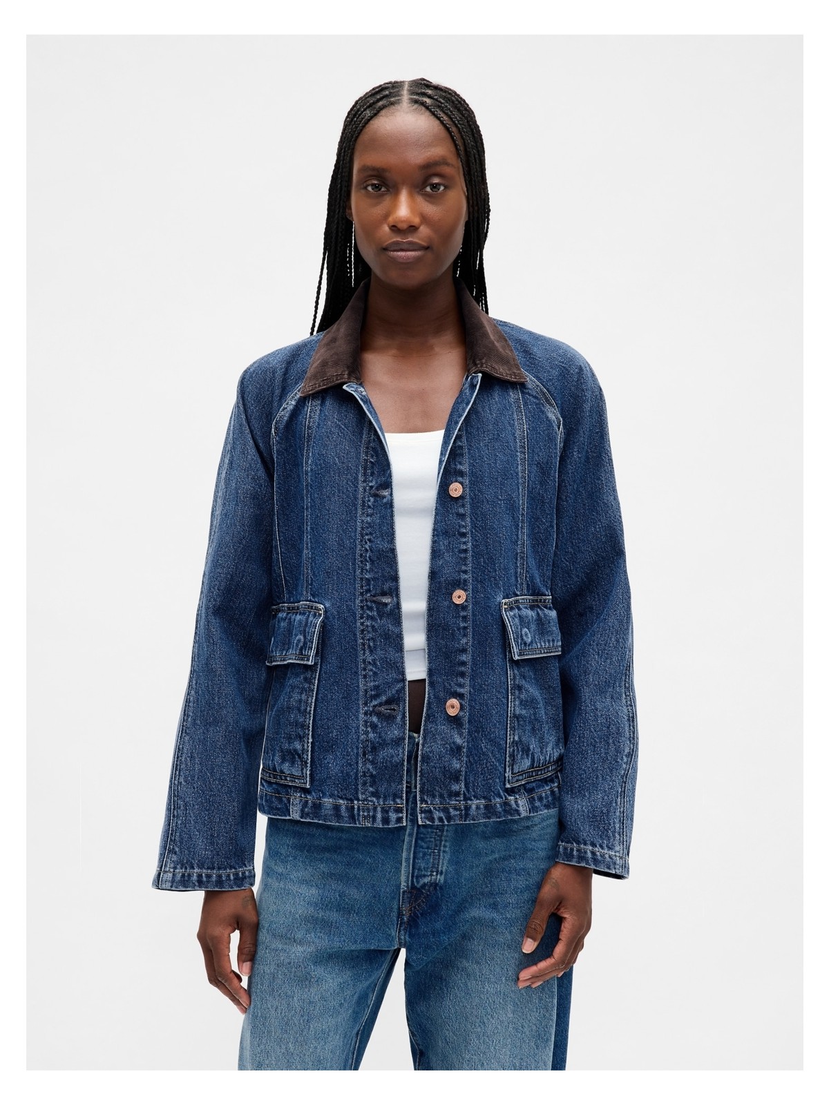 Gap Kadın Lacivert Ultrasoft Denim Swing Chore Ceket