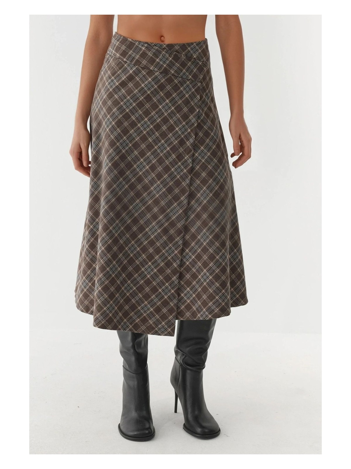 Hiccup Kadın Düğme Kapamalı Ekose Uzun Etek Çok Renkli