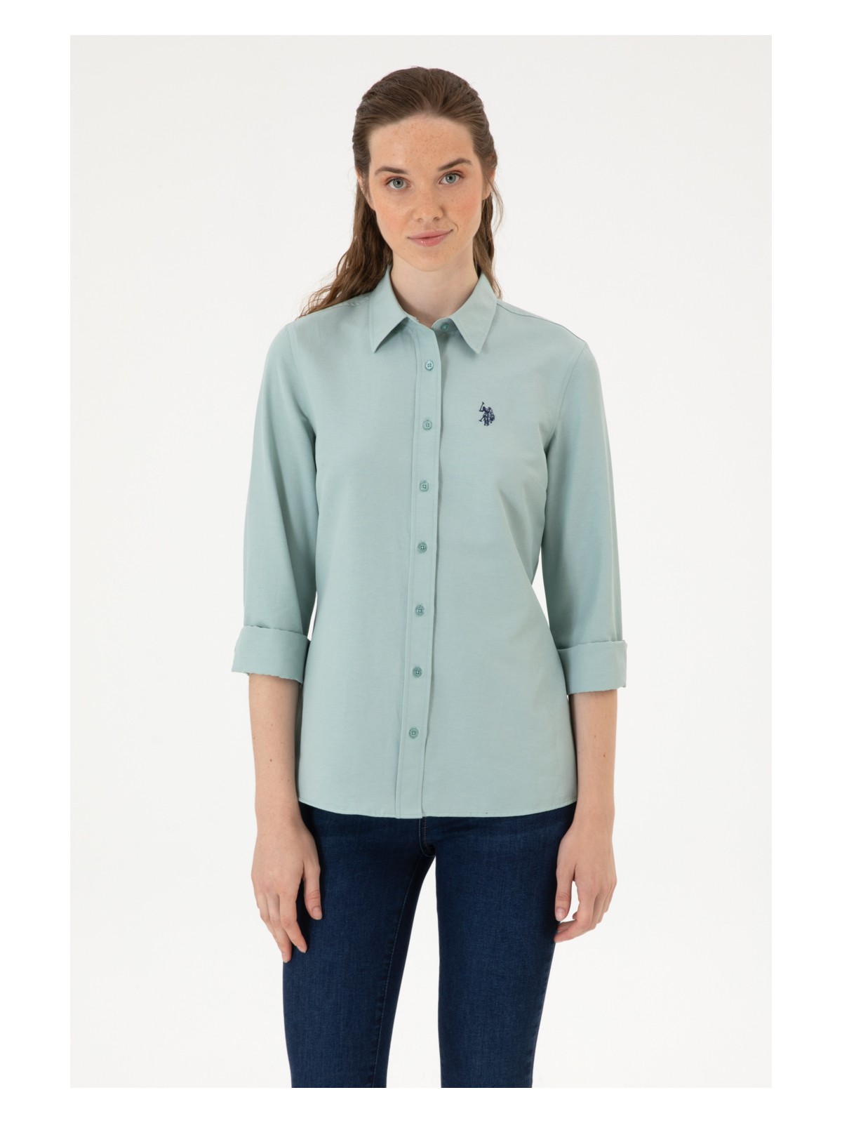 U.S. Polo Assn. Kadın Mint Uzun Kollu Basic Gömlek 50316711-VR090