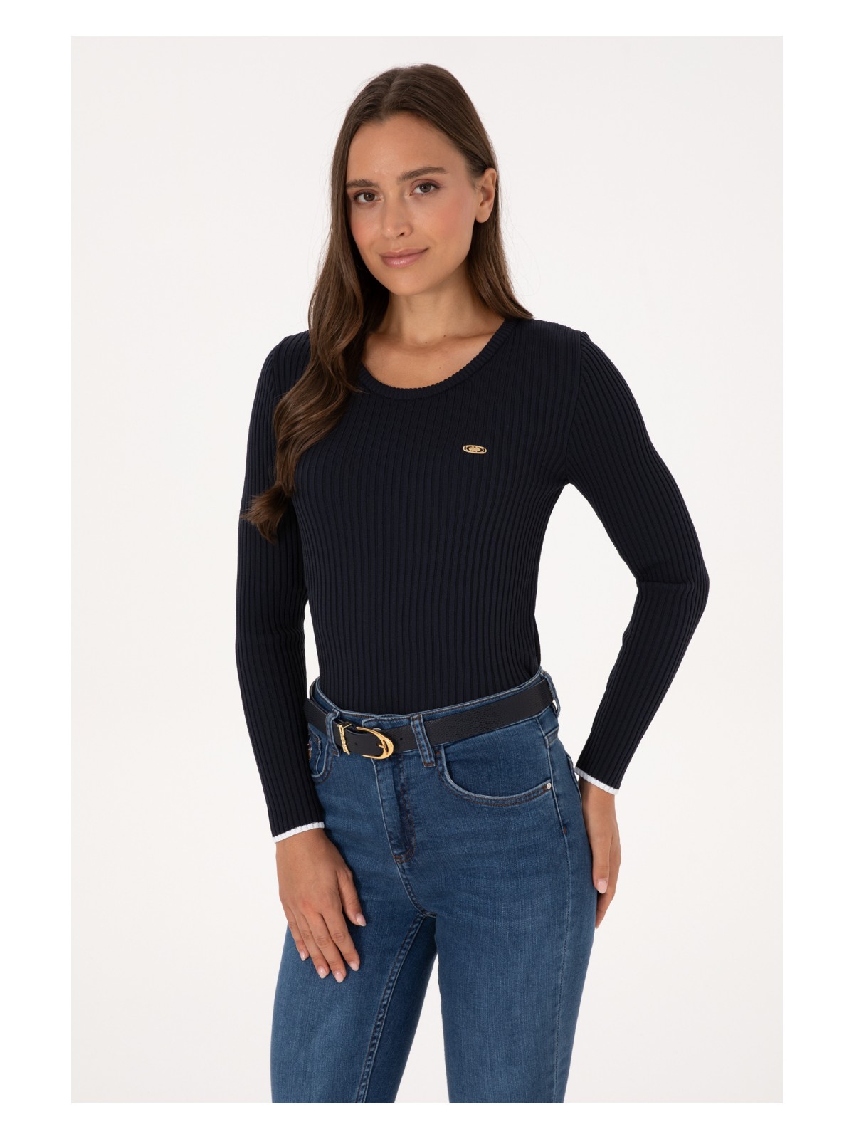 U.S. Polo Assn. Kadın Lacivert Bisiklet Yaka Kazak 50314780-VR033