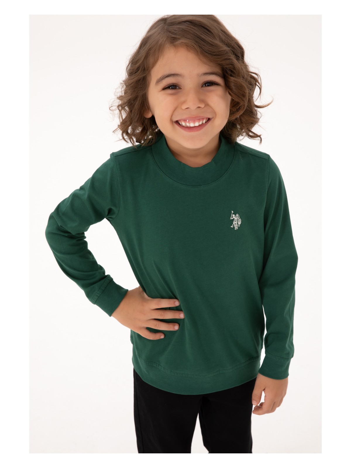 U.S. Polo Assn. Erkek Çocuk Beyaz Basic Bisiklet Yaka Sweatshirt 50314971-VR013 - Görsel 6