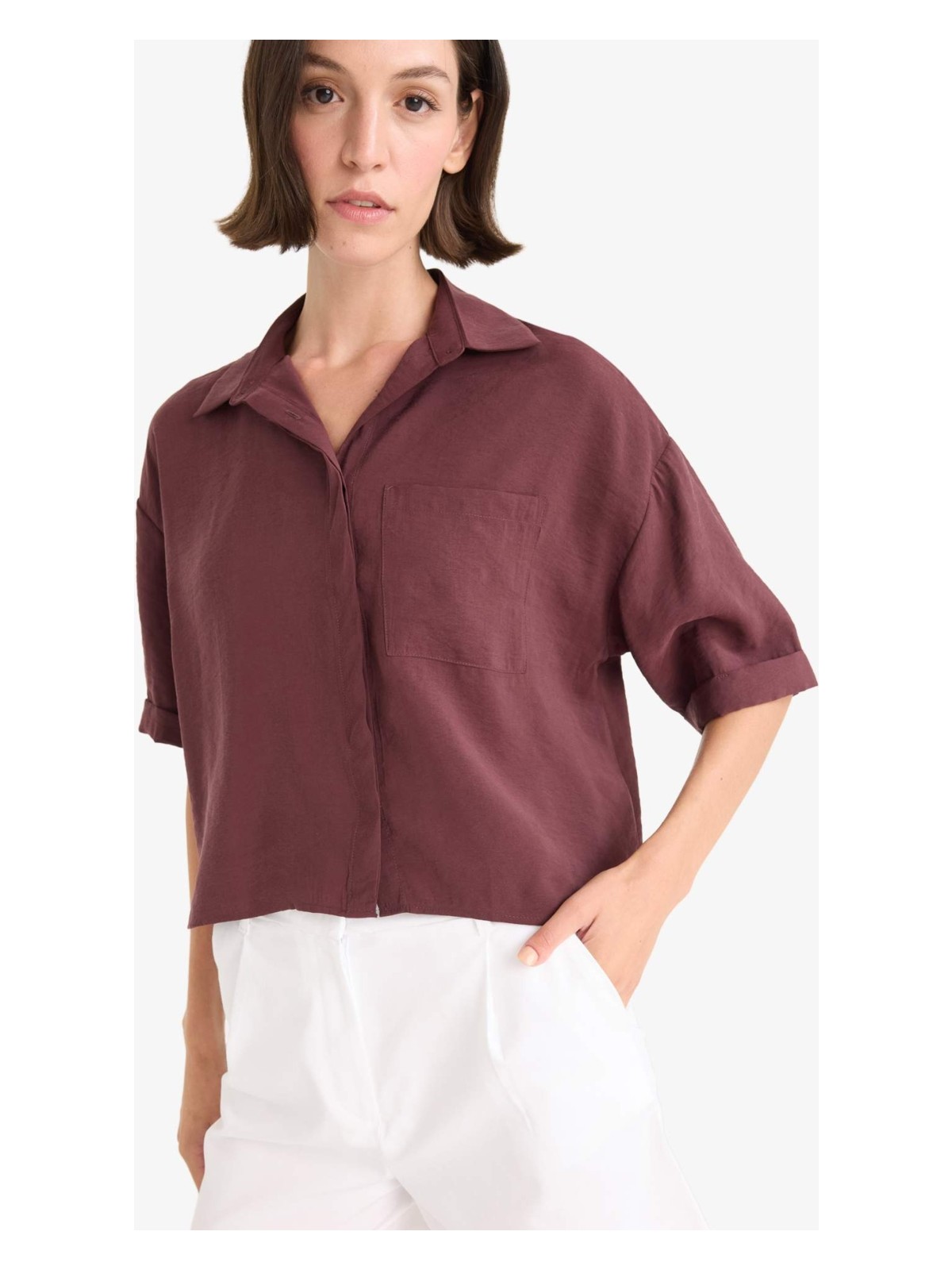 DeFacto Loose Fit Modal Kısa Kollu Gömlek F9331AX25AU