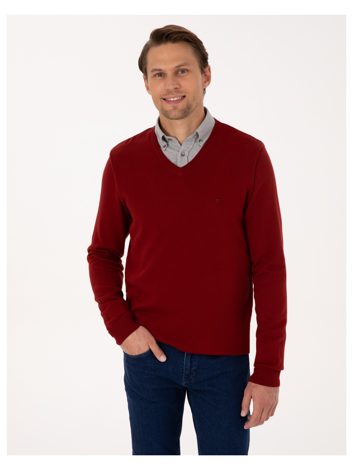 Pierre Cardin Erkek Siyah Slim Fit V Yaka Basic Triko Kazak 50314190-VR046 - Görsel 9