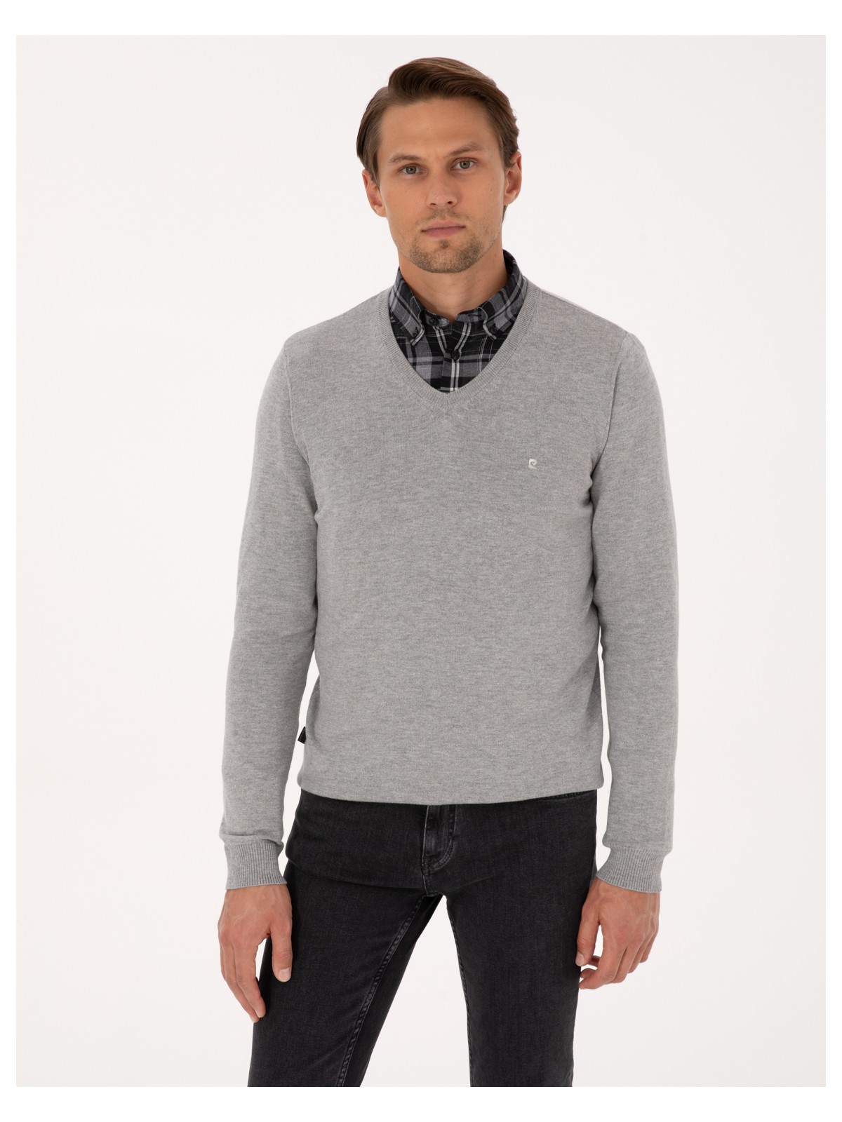 Pierre Cardin Erkek Siyah Slim Fit V Yaka Basic Triko Kazak 50314190-VR046 - Görsel 5