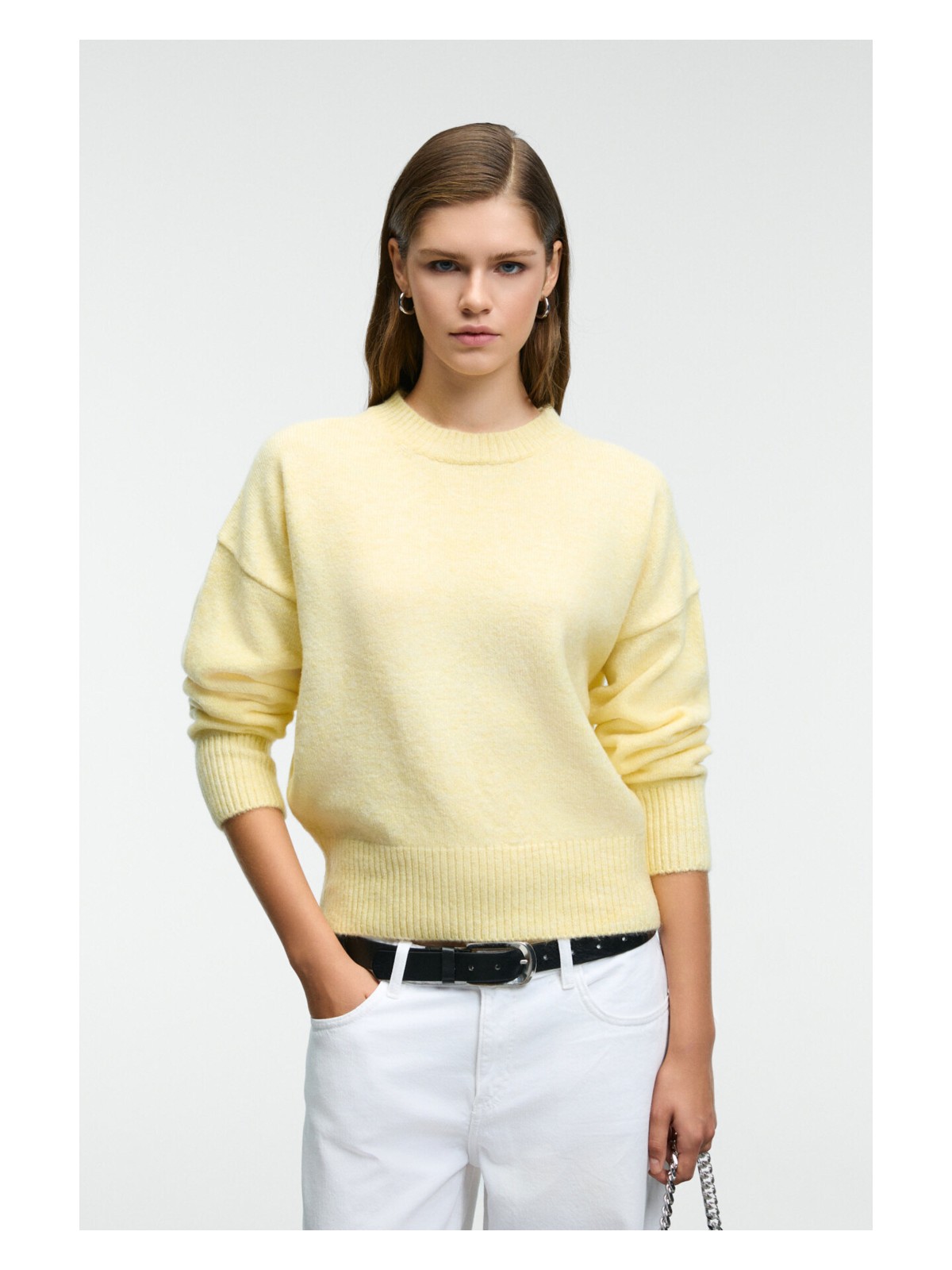 Grimelange Nanna Kadın Oversize Fit Bol Kalıp Yuvarlak Yaka Recycle Triko Grimelanj Kazak - Görsel 8