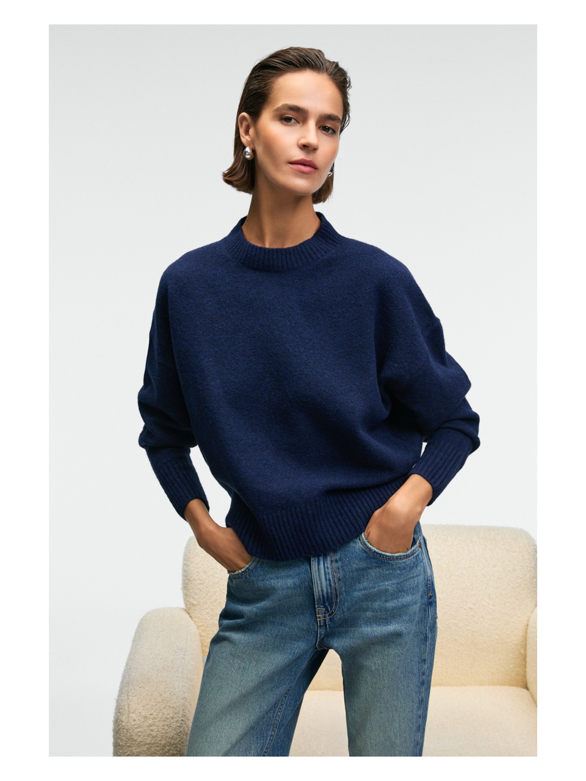 Grimelange Nanna Kadın Oversize Fit Bol Kalıp Yuvarlak Yaka Recycle Triko Grimelanj Kazak - Görsel 7