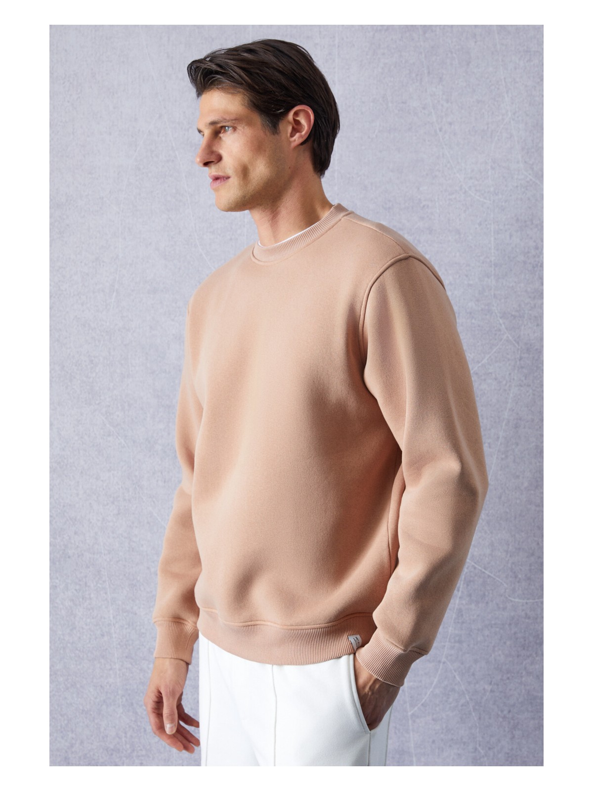 Grimelange Travıs Erkek Organik Kumaşlı Yumuşacık Regular Fit Yuvarlak Yakalı Lacivert Sweatshirt - Görsel 5