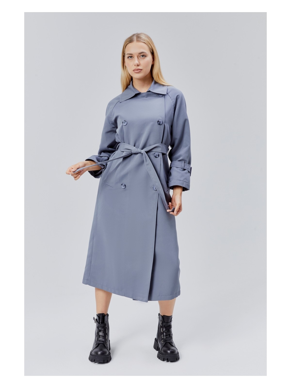 Bolivente Kadın Oversize Kuşaklı Trençkot - Görsel 9