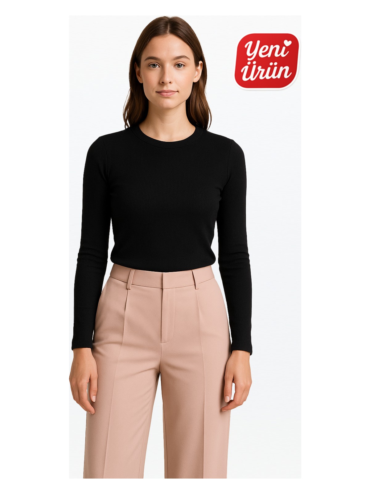 Novelle Bisiklet Yaka Uzun Kol Fitilli Bluz - Görsel 3