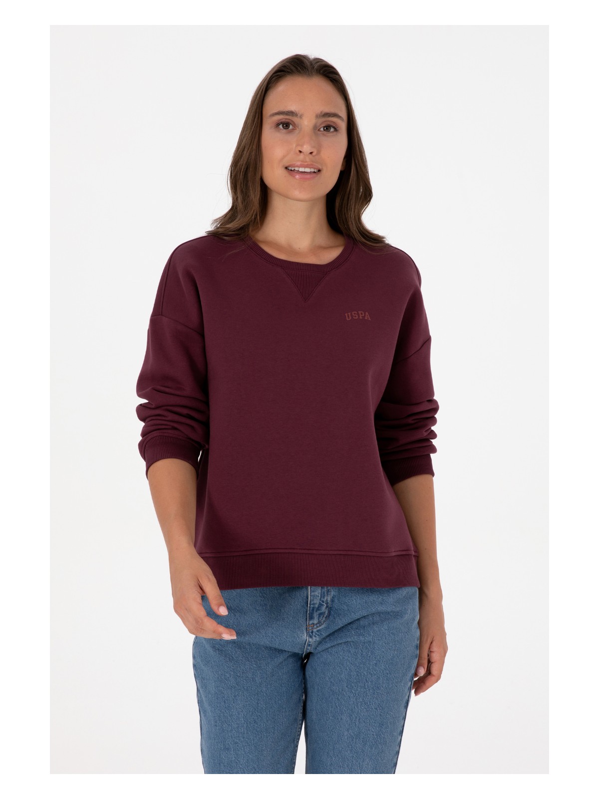 U.S. Polo Assn. Kadın Camel Şardonlu Bisiklet Yaka Basic Sweatshırt 50313586-VR151 - Görsel 6