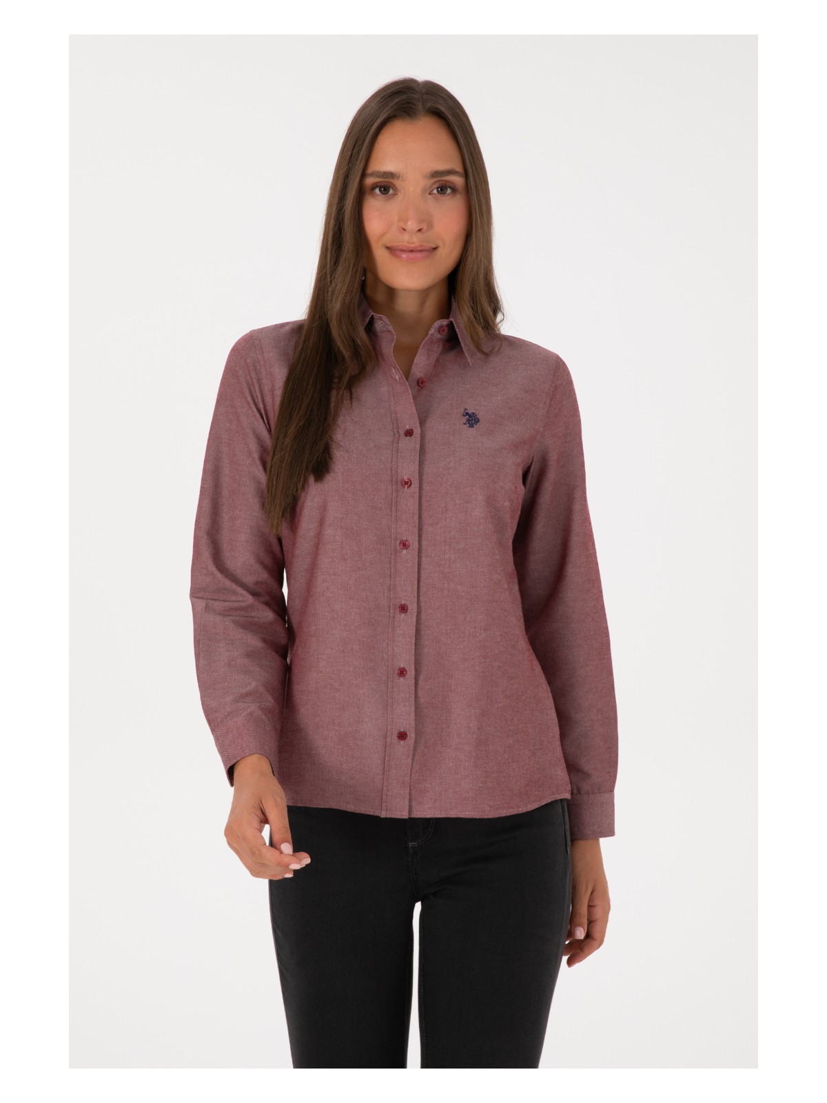 U.S. Polo Assn. Kadın Bordo Uzun Kollu Basic Gömlek 50316711-VR014