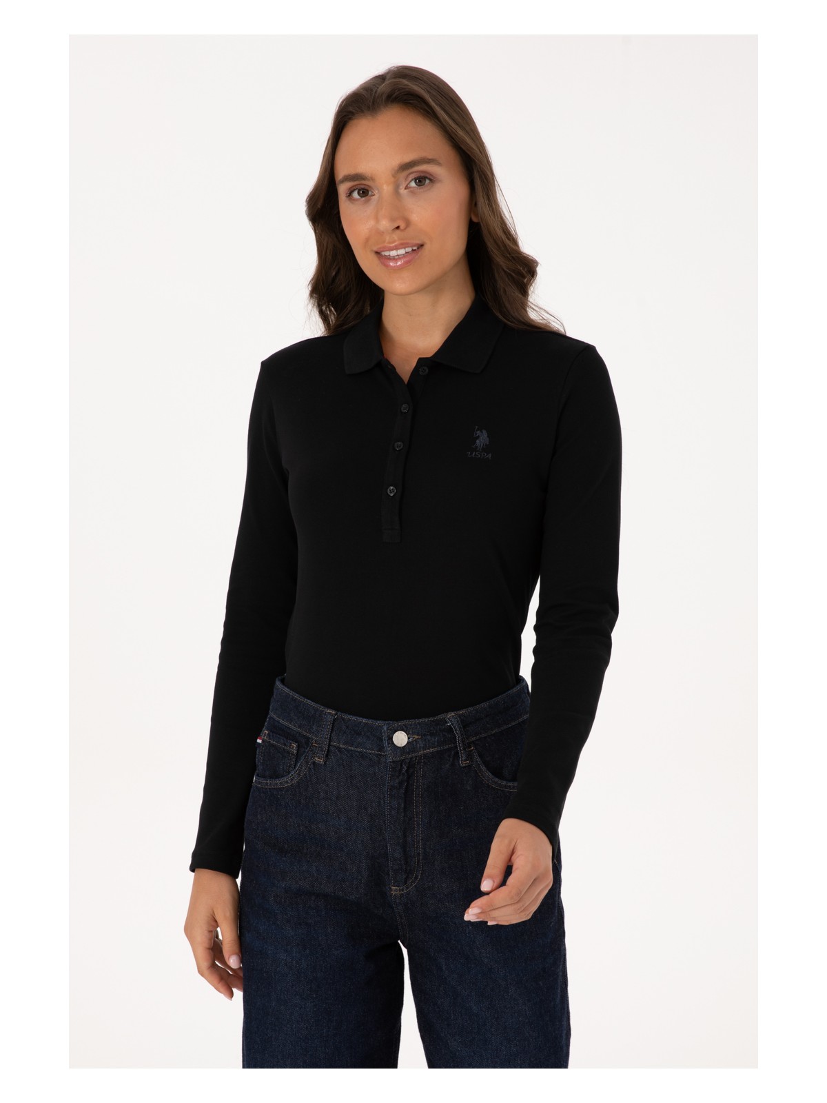 U.S. Polo Assn. Kadın Lacivert Basic Polo Yaka Sweatshırt 50307755-VR033 - Görsel 7