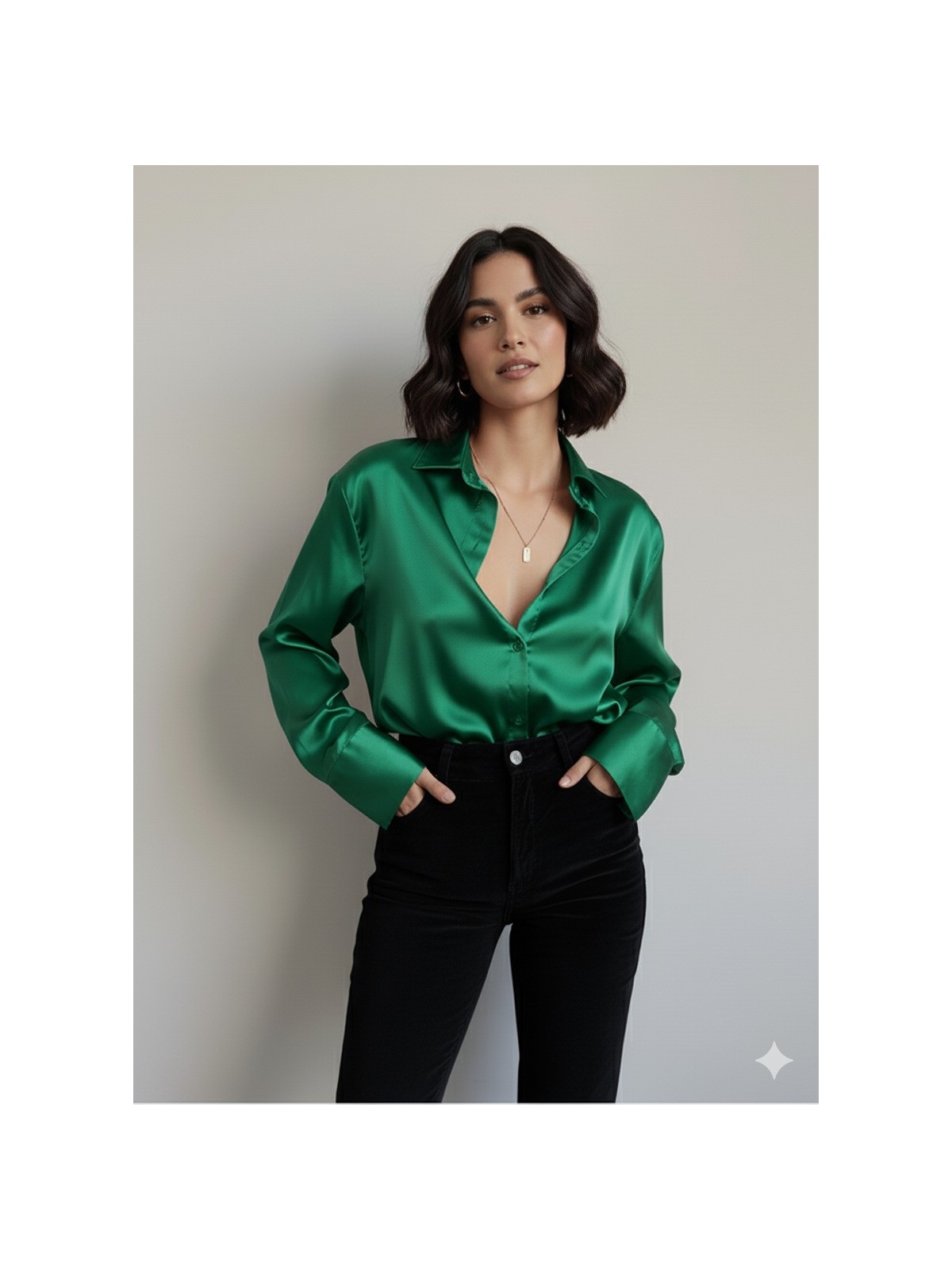 Maxi İdol “kadın Saten Dokulu Şık Uzun Kollu Gömlek – Ofis & Günlük Kullanıma Uygun Bluz” - Görsel 3