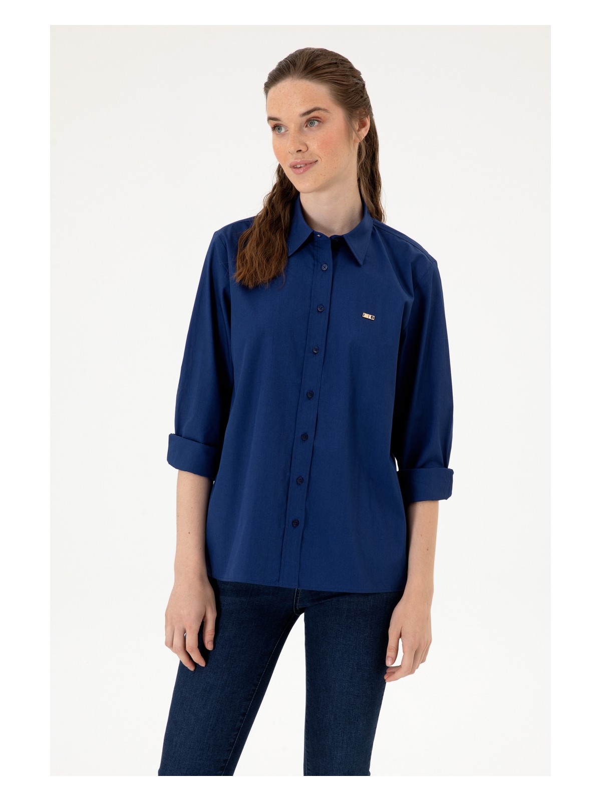 U.S. Polo Assn. U.s. Polo Assn. Kadın Plum Gömlek Desenli 50316699-VR177 - Görsel 4