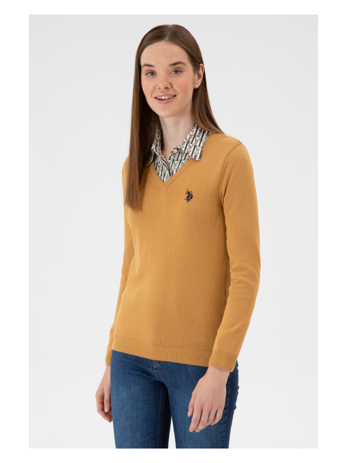 U.S. Polo Assn. Kadın Antrasit V Yaka Basic Kazak 50313590-VR006 - Görsel 10