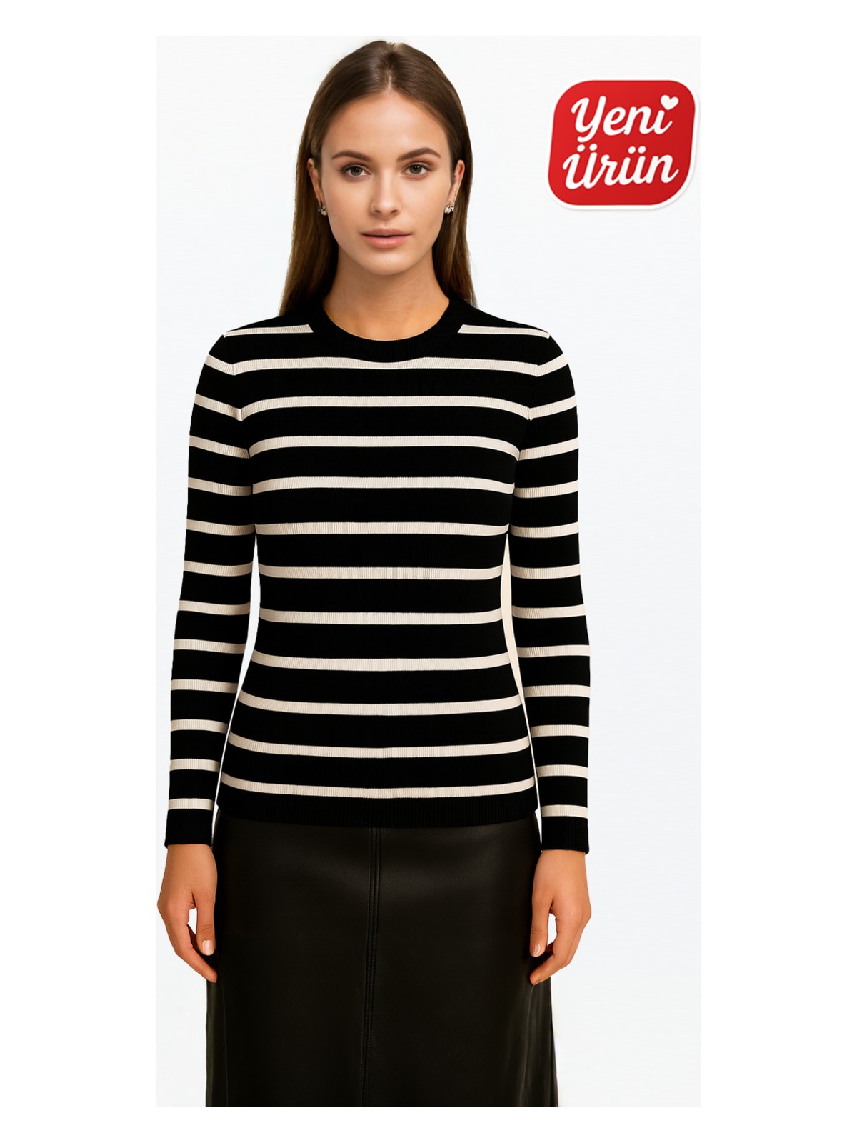 Novelle Bisiklet Yaka Uzun Kol Fitilli Bluz - Görsel 7