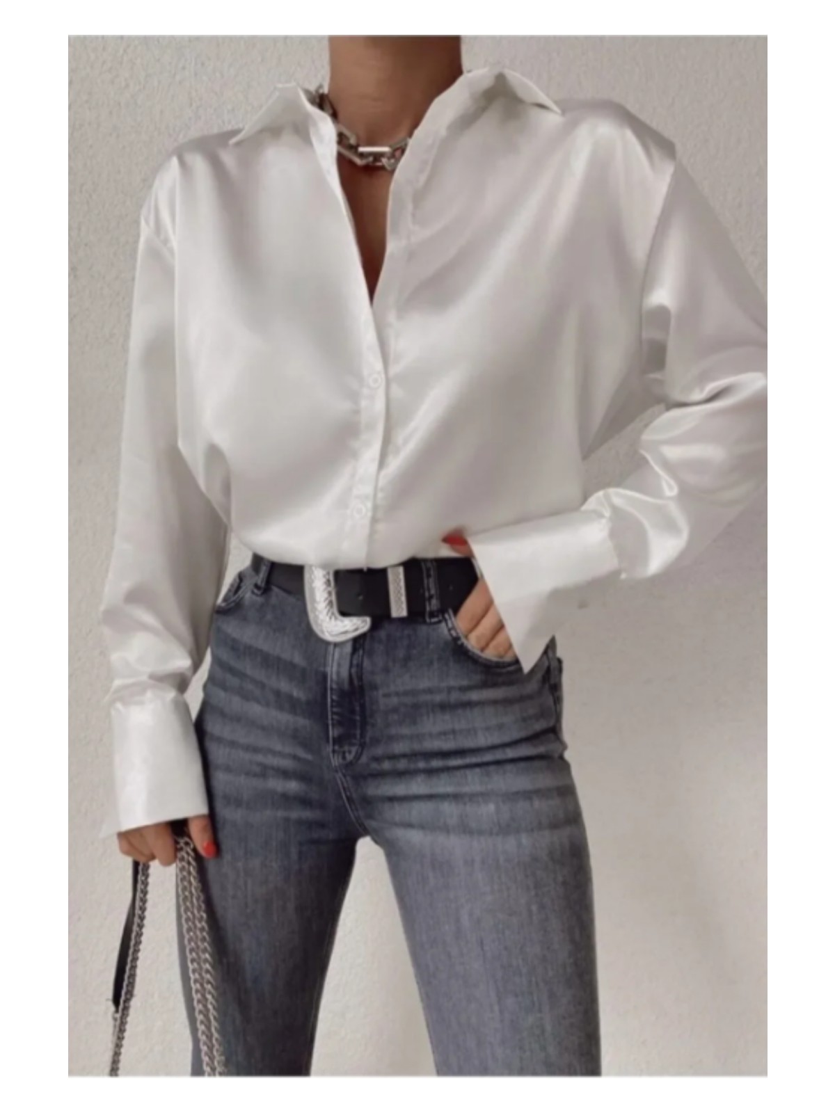 Maxi İdol “kadın Saten Dokulu Şık Uzun Kollu Gömlek – Ofis & Günlük Kullanıma Uygun Bluz”