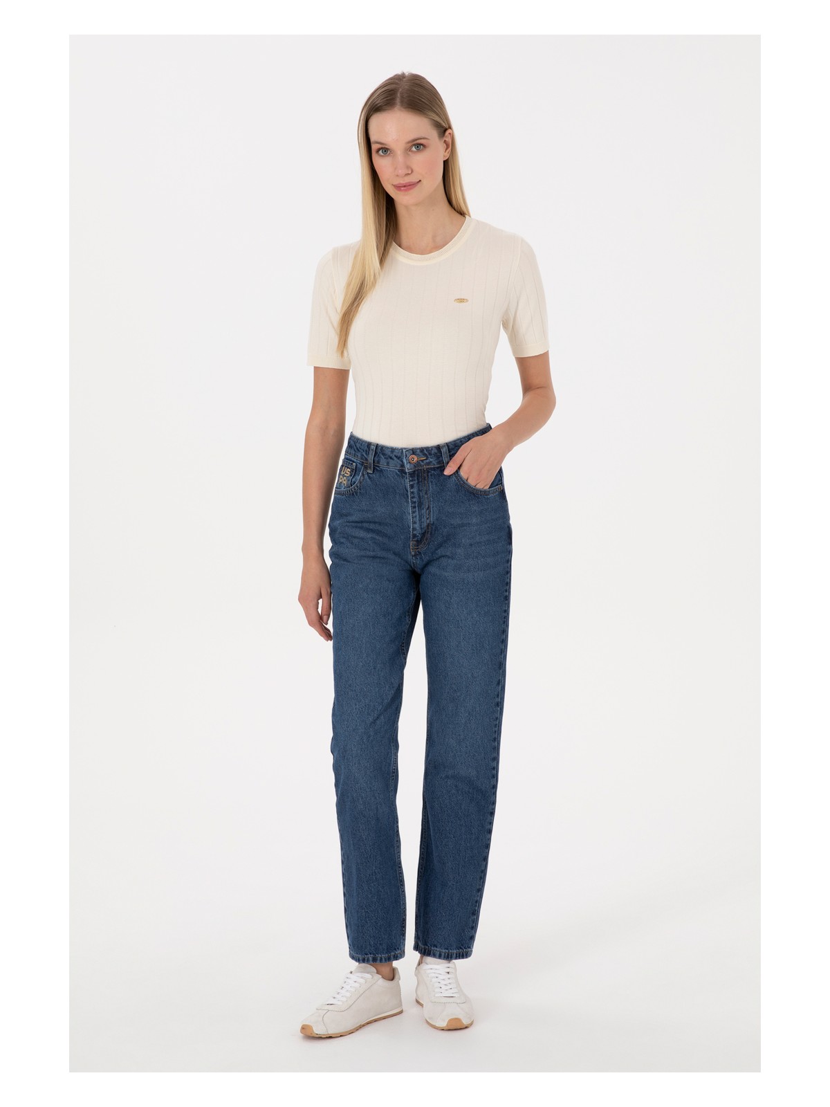 U.S. Polo Assn. Kadın Mavi Jean Straight Fit Pantolon 50316592-DN0022