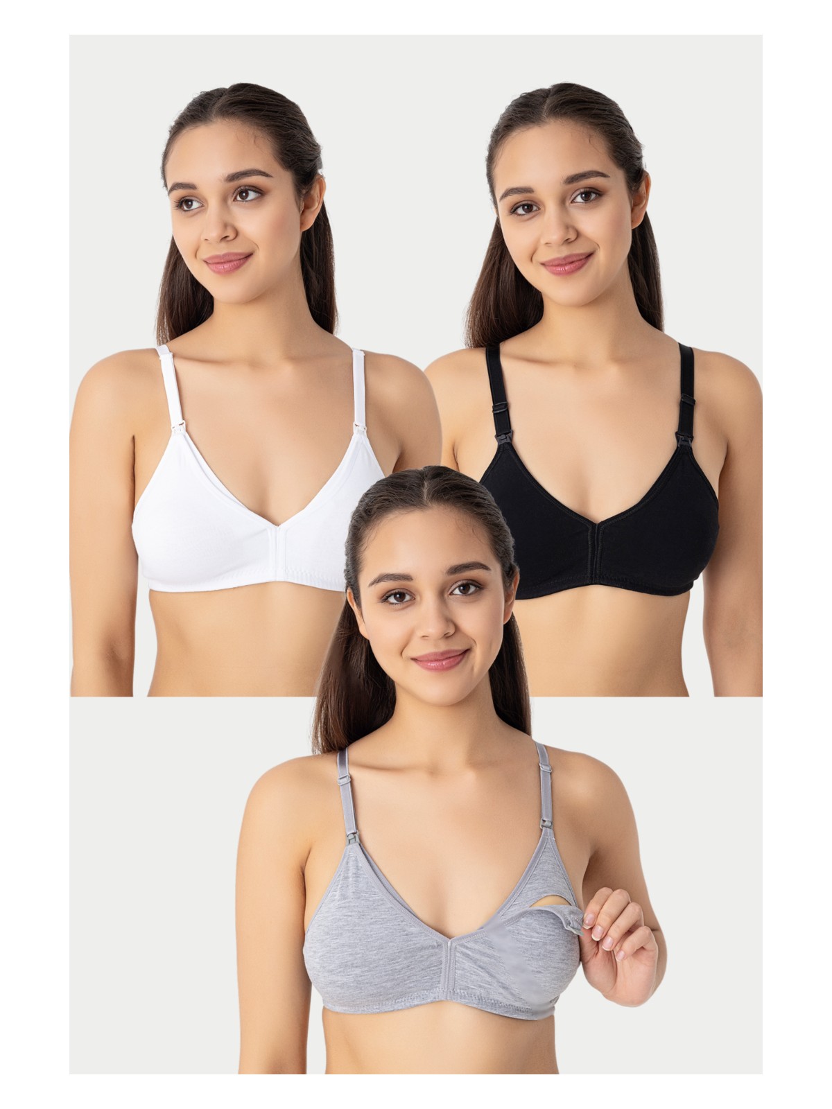 Arma Yıldız 3 Adet Siyah Kadın Pamuklu Emzirme Sütyeni Balensiz Hamile Lohusa Esnek Yumuşak Kumaş - Görsel 7