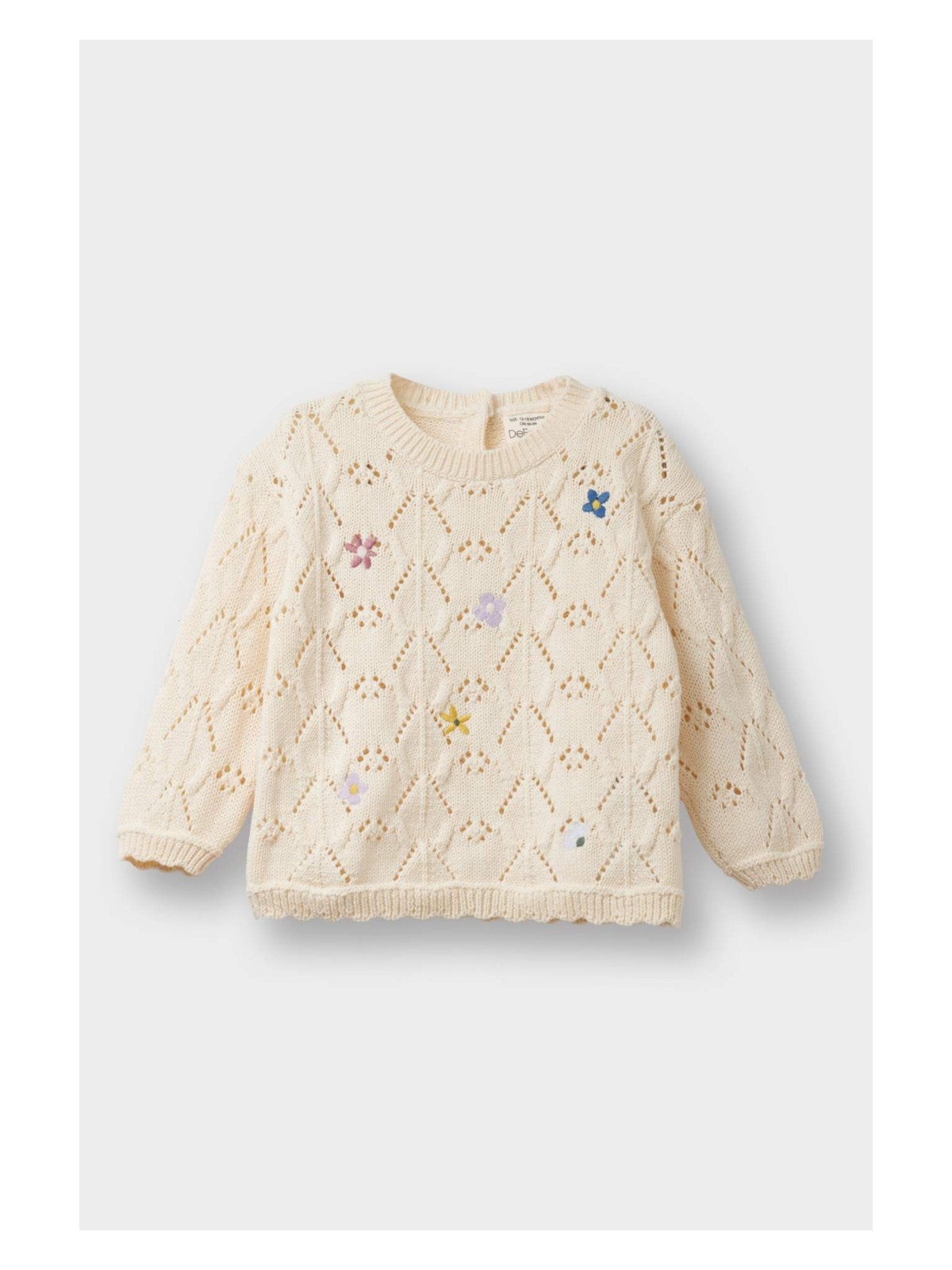DeFacto Bisiklet Yaka Çiçekli Pamuk Akrilik Triko Kazak Kız Bebek G2317A525WN