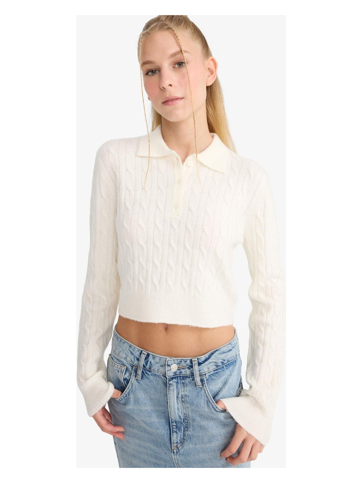 DeFacto Slim Fit Dar Kesim Polo Yaka Kazak F1745AX25WN