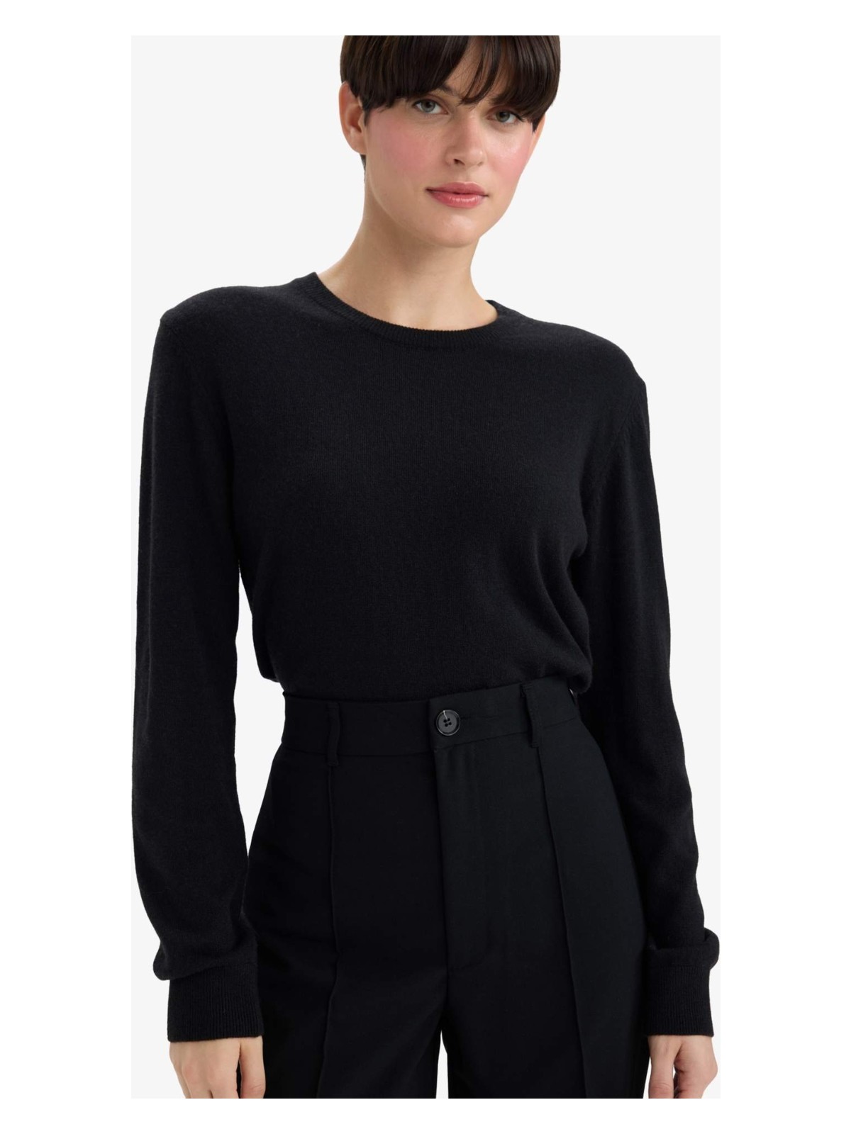 DeFacto Yün Karışımlı Bisiklet Yaka Triko Kazak G1385AX25WN - Görsel 4