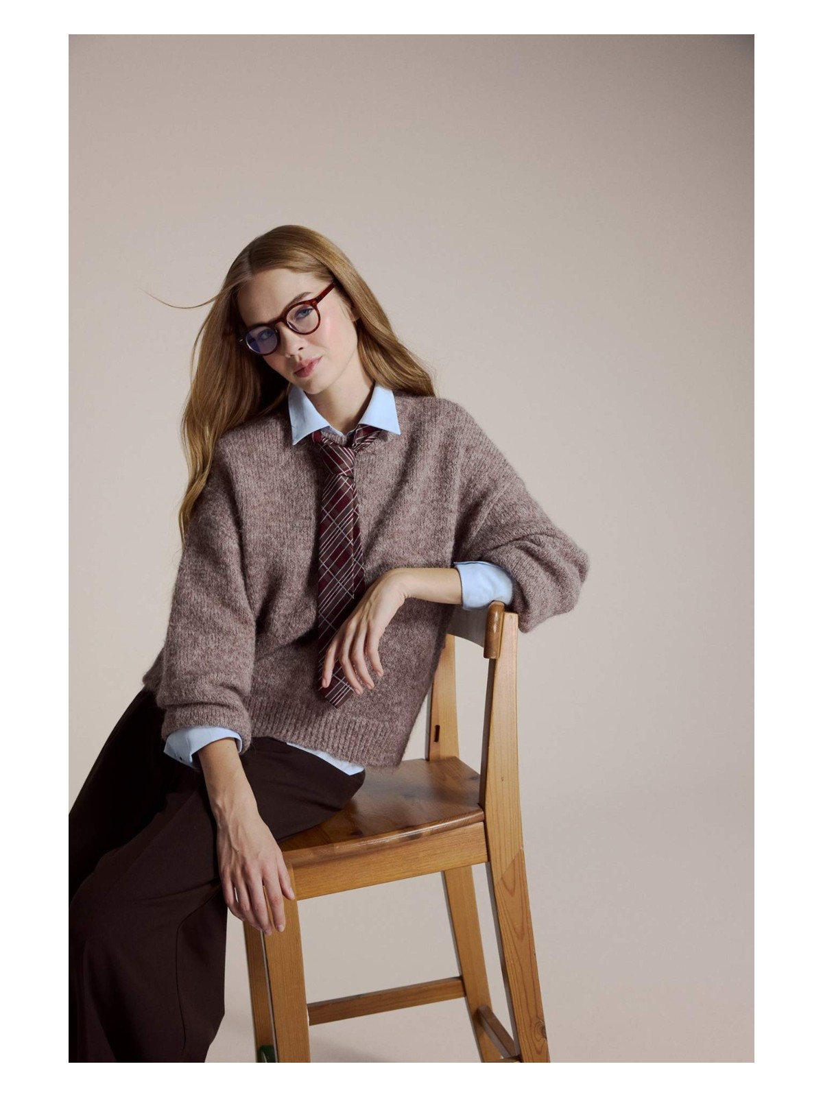 DeFacto Yün Karışımlı Bisiklet Yaka Oversize Fit Triko Kazak F3254AX25WN