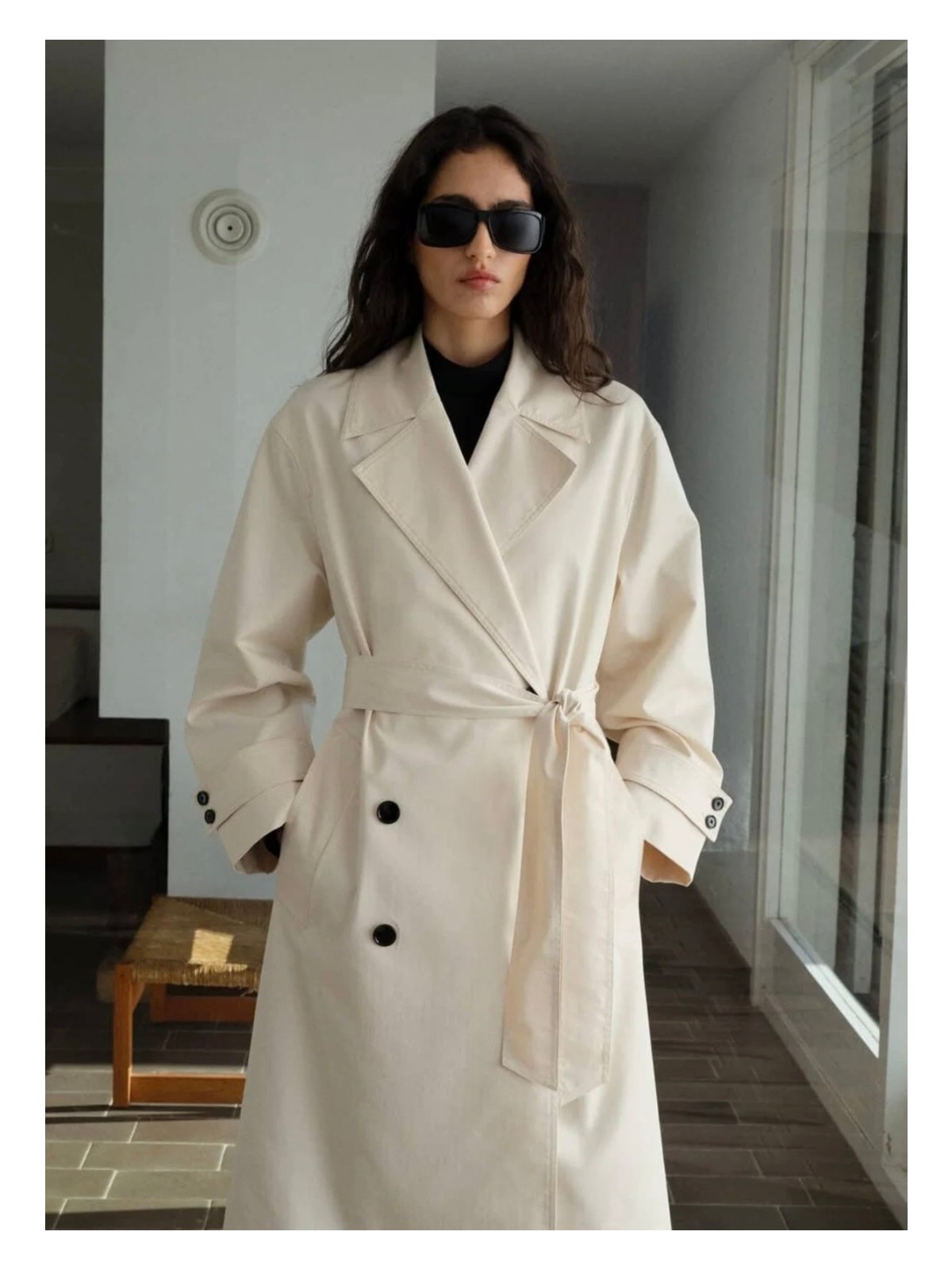 Mango Oversize Uzun Çift Düğmeli Trençkot