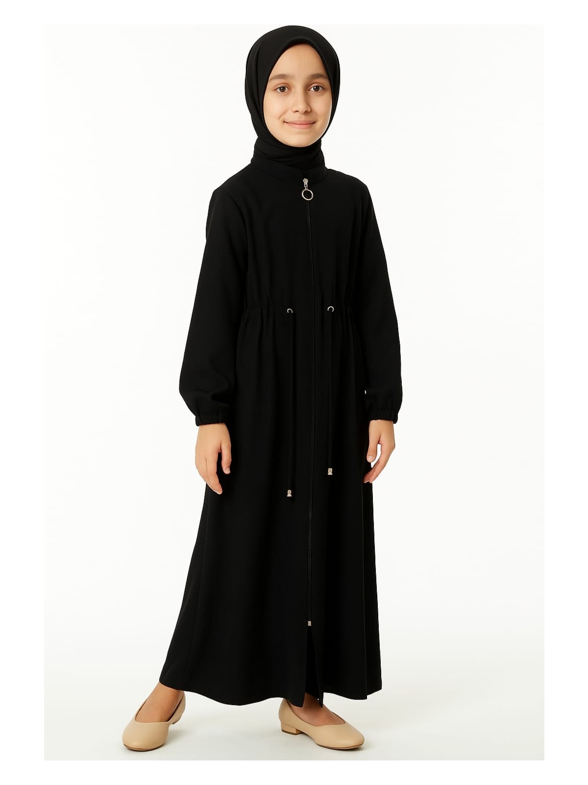 Mismoly Medine Ipeği Beli Lastikli Bağcıklı Çocuk Ferace