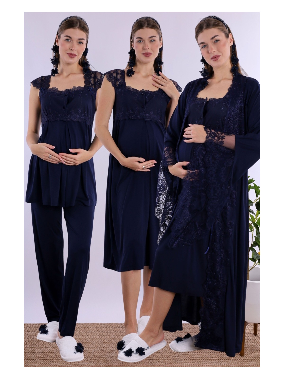 Effortt Vişne Dantelli Hamile Lohusa Set - Görsel 5