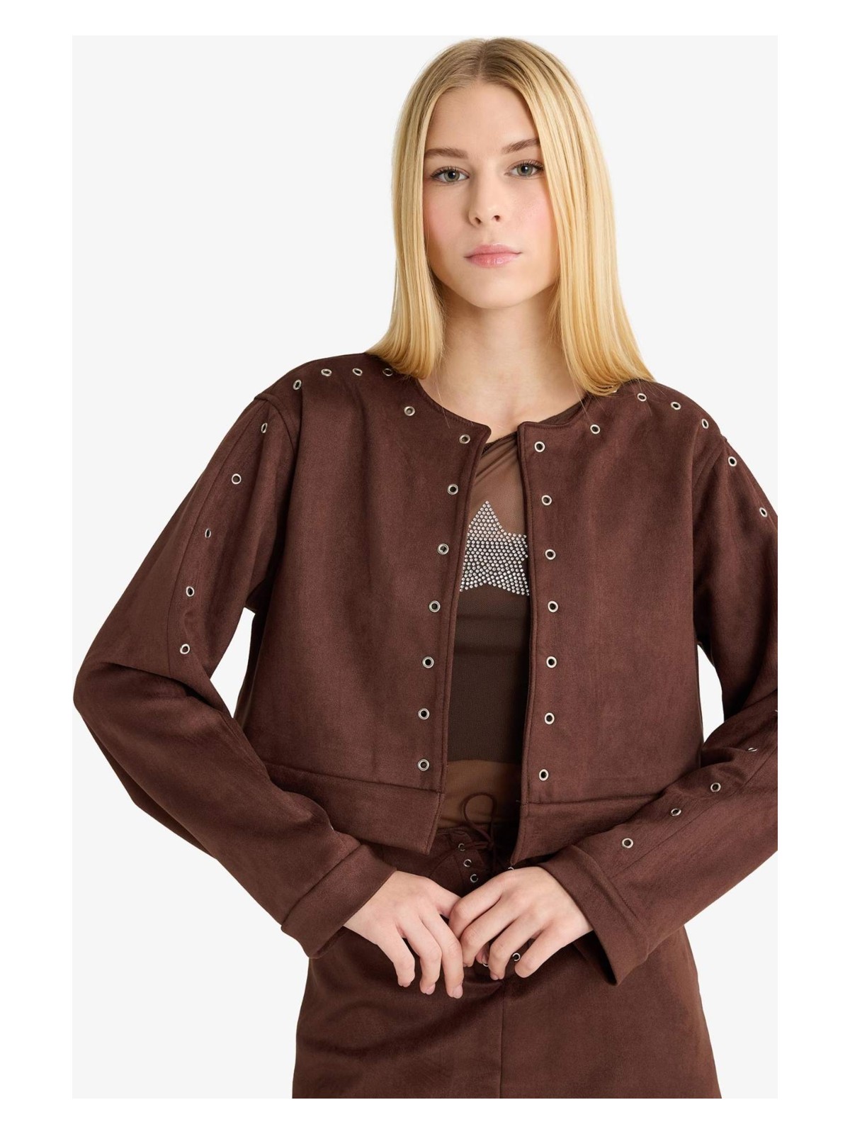 DeFacto Crop Süet Ceket G2625AX25AU