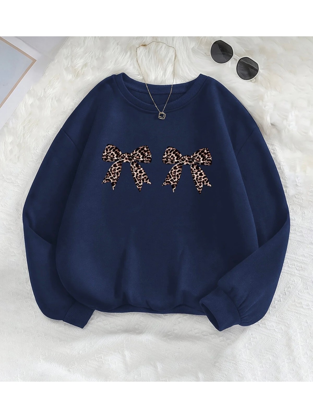 Punix Punıx Büyük Beden Özel Üretim Çift Kurdele Baskılı Yuvarlak Yaka Oversize Kadın Şık Sweatshırt