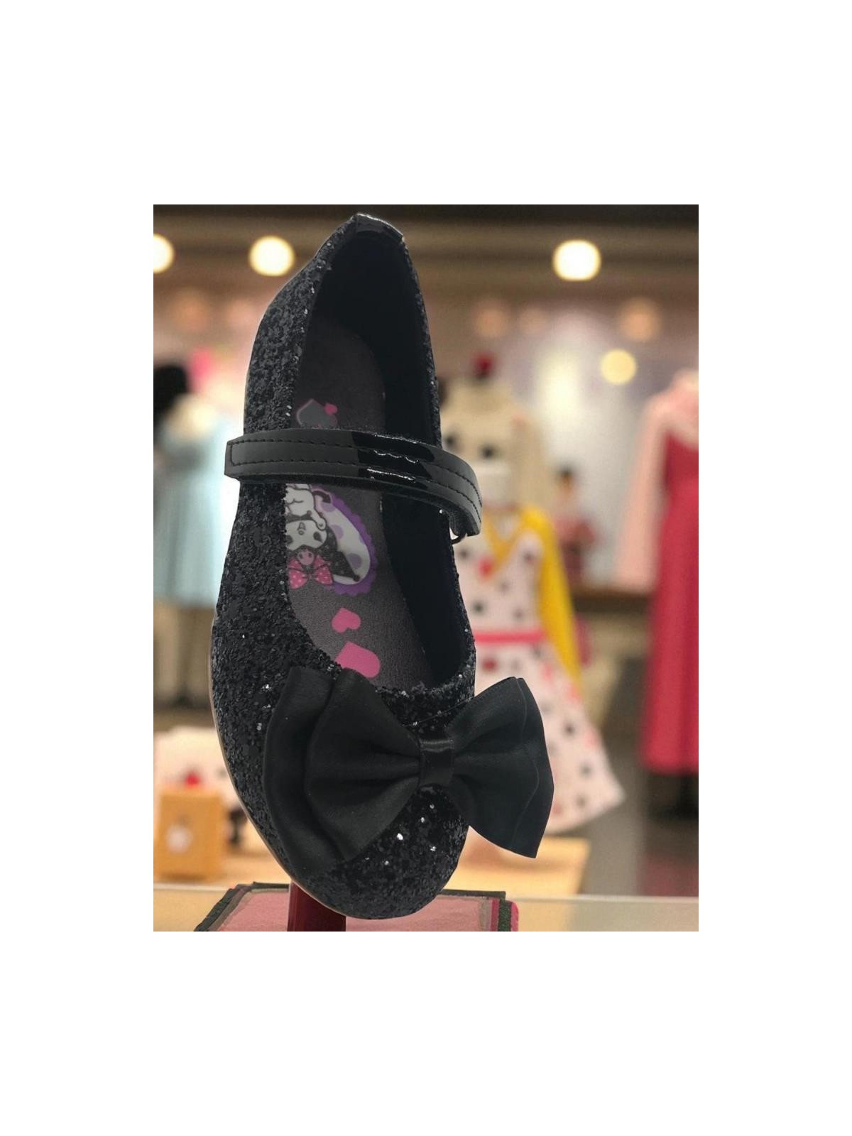 Ellaboni Kız Çocuk Elisa Baskılı Parlak Pembe Pullu Fiyonklu Babet Ayakkabı - Görsel 3