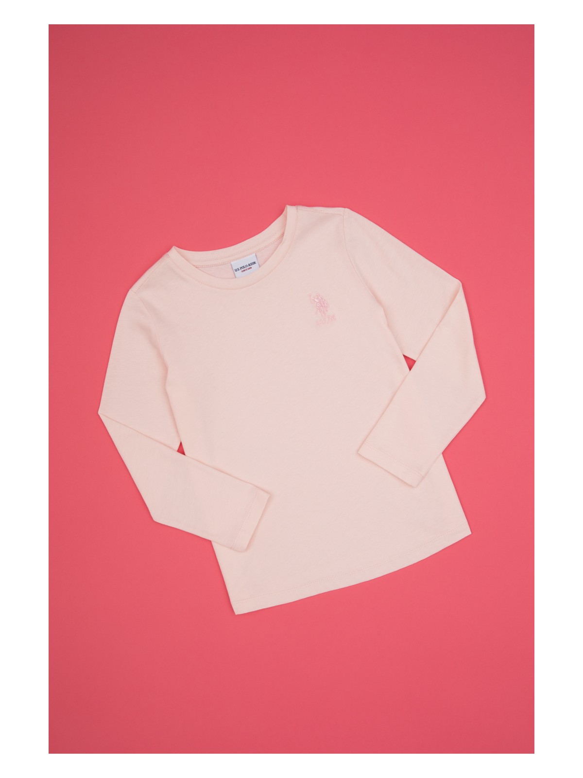 U.S. Polo Assn. Kız Çocuk Açık Pembe Bisiklet Yaka Basic Sweatshirt 50317923-VR078
