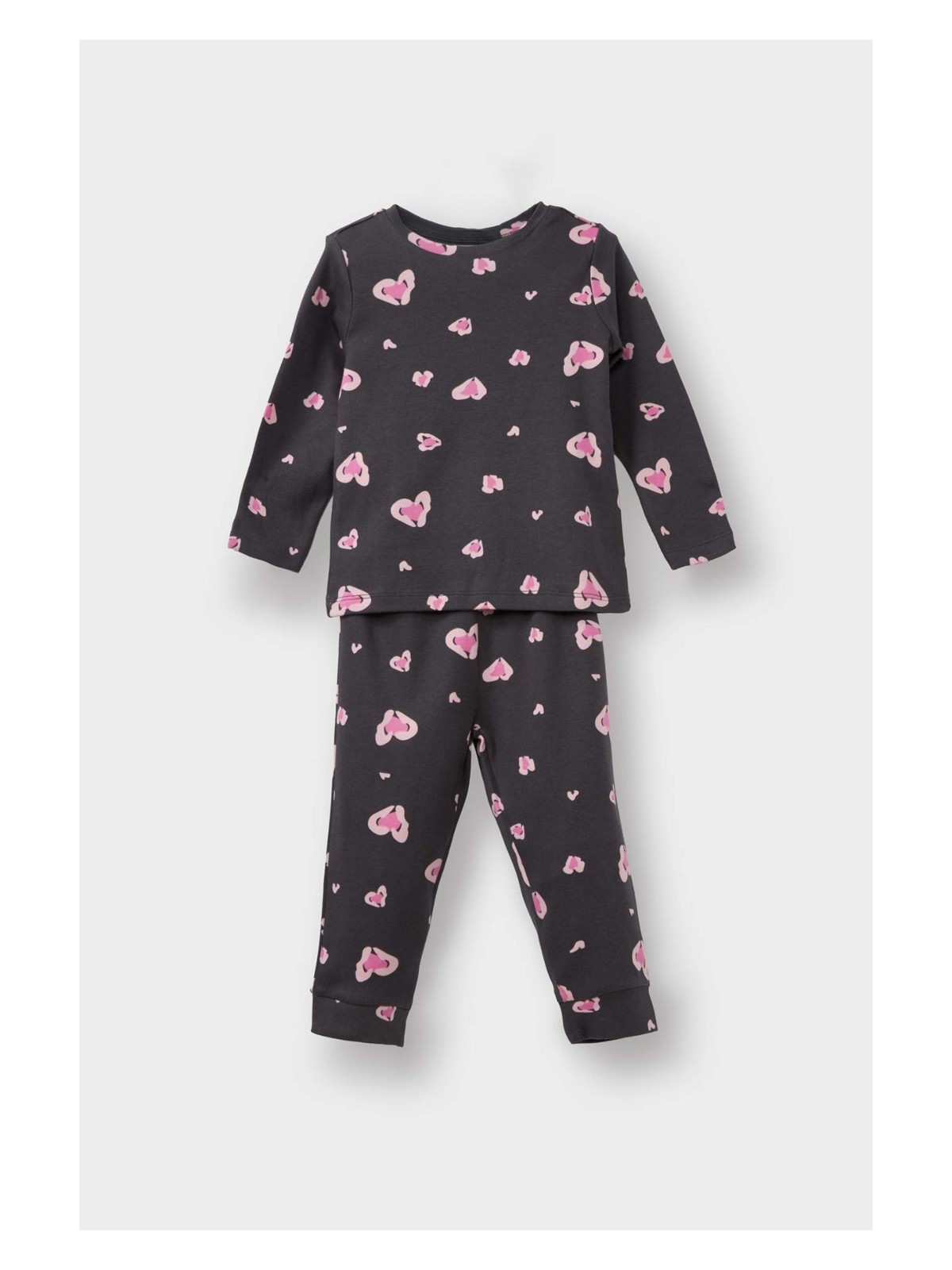 DeFacto %100 Pamuklu Kalp Desenli Beli Lastikli Pijama Takımı Kız Bebek F0640A525AU