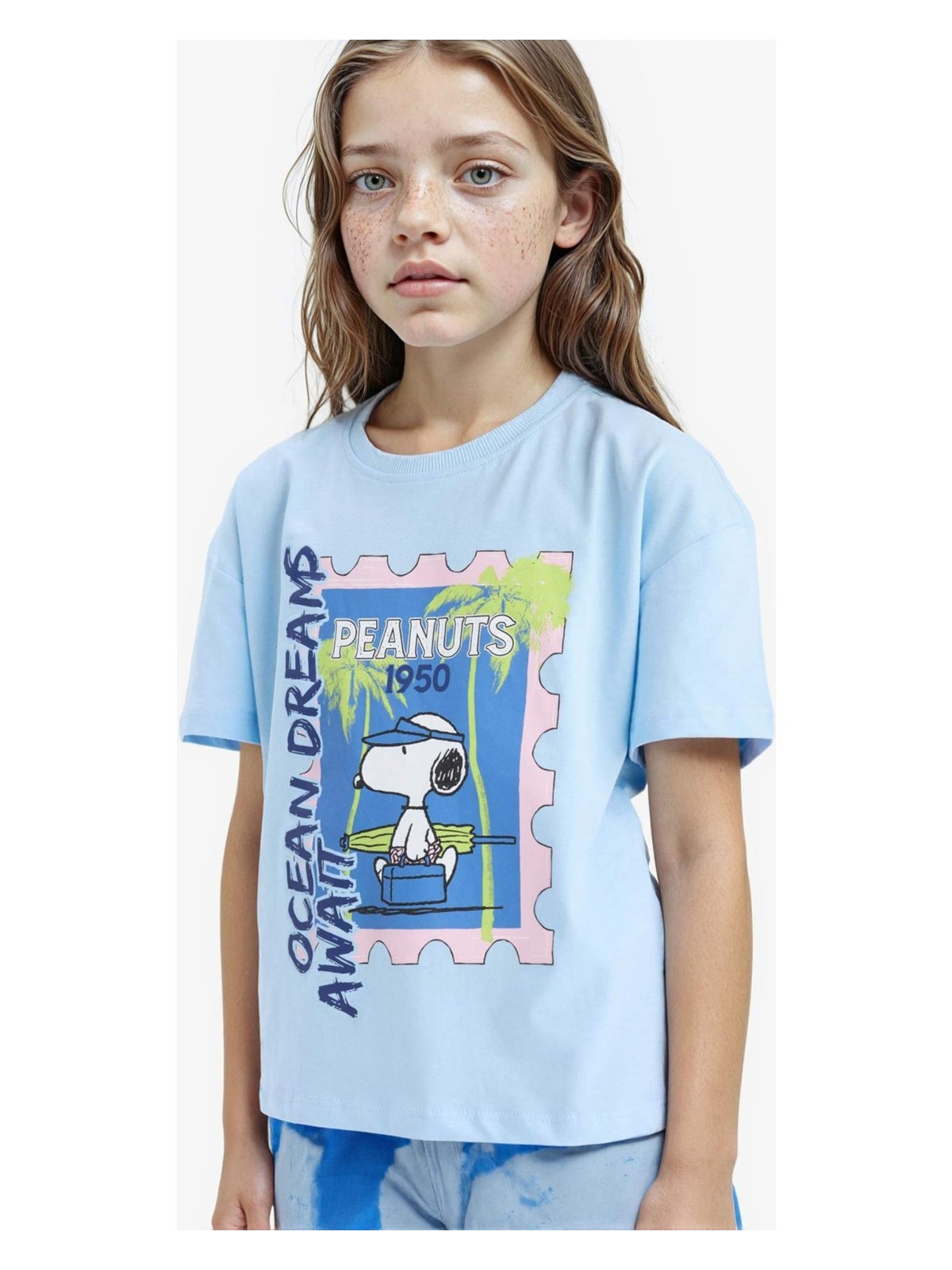 DeFacto Snoopy Relax Fit Bisiklet Yaka Kısa Kollu Tişört Kız Çocuk E8159A825HS