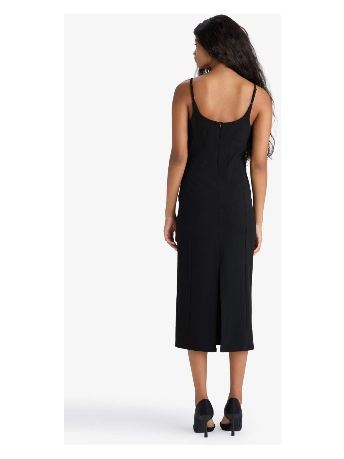 DeFacto Bodycon Vücudu Saran İnce Askılı Midi Elbise F9263AX25WN - Görsel 5