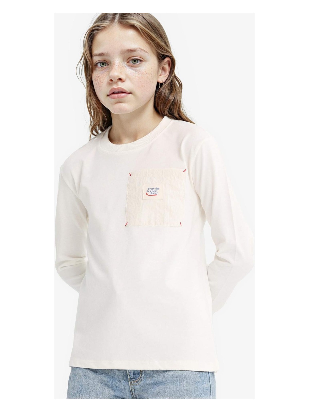 DeFacto Oversize Geniş Kalıp Bisiklet Yaka Baskılı Uzun Kollu Tişört Kız Çocuk F2249A825AU