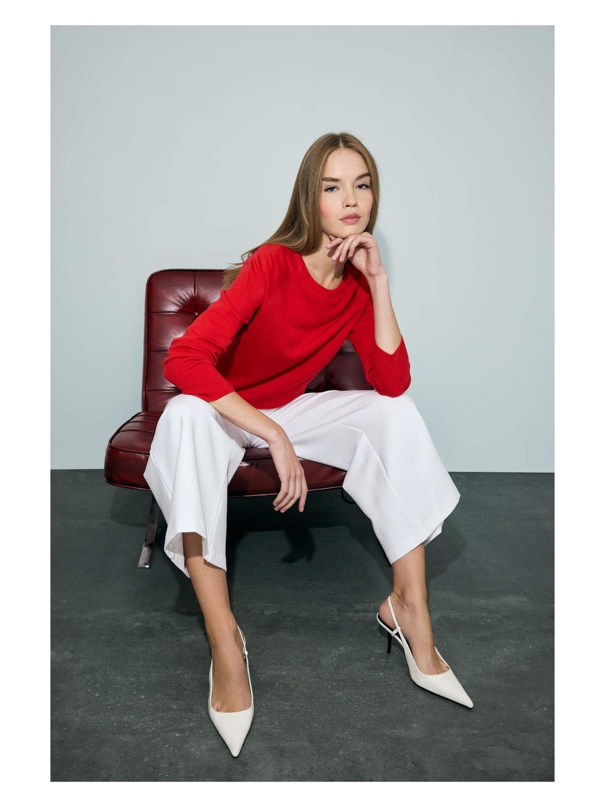 DeFacto Relax Fit Bisiklet Yaka Basic Düz Triko Kazak I6913AZ25WN - Görsel 2